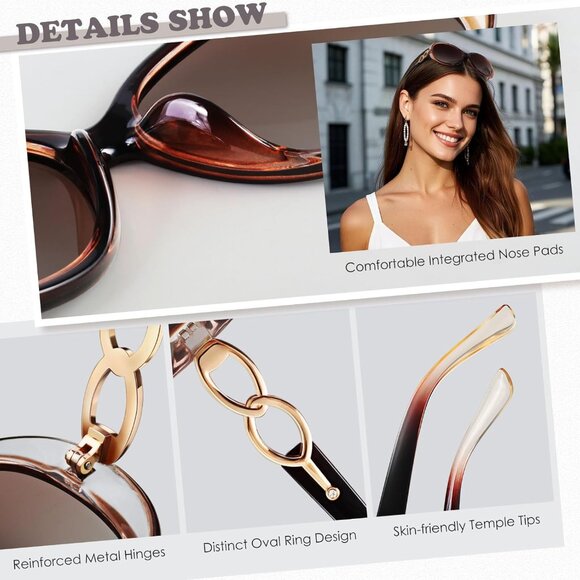 Women's Brown Polarized Trendy Fashion Oversized Sunglasses Eyes Protection - Picture 3 of 5